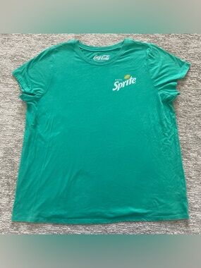 Coca Cola Sprite Green T-Shirt Women 3XL Graphic Print Double Sided Short Sleeve